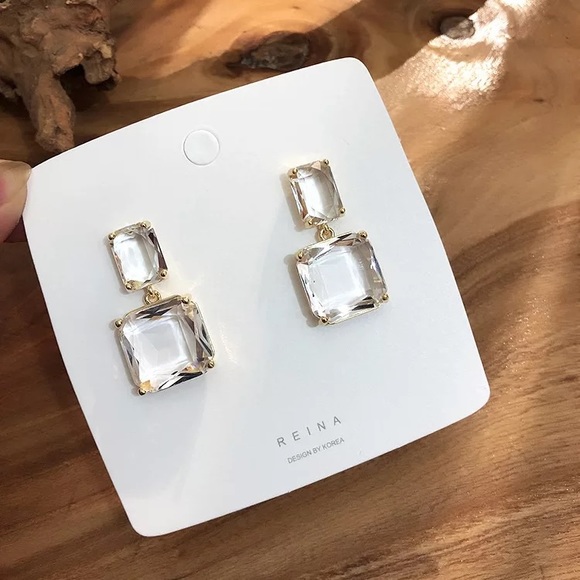 Jewelry - Double Square Luxury Glass Crystal Earrings